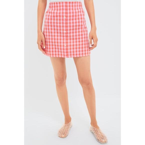 Tuckernuck Dresses & Skirts - TUCKERNUCK Orange and Pink Seersucker Frankie Mini Skirt Size M NWT